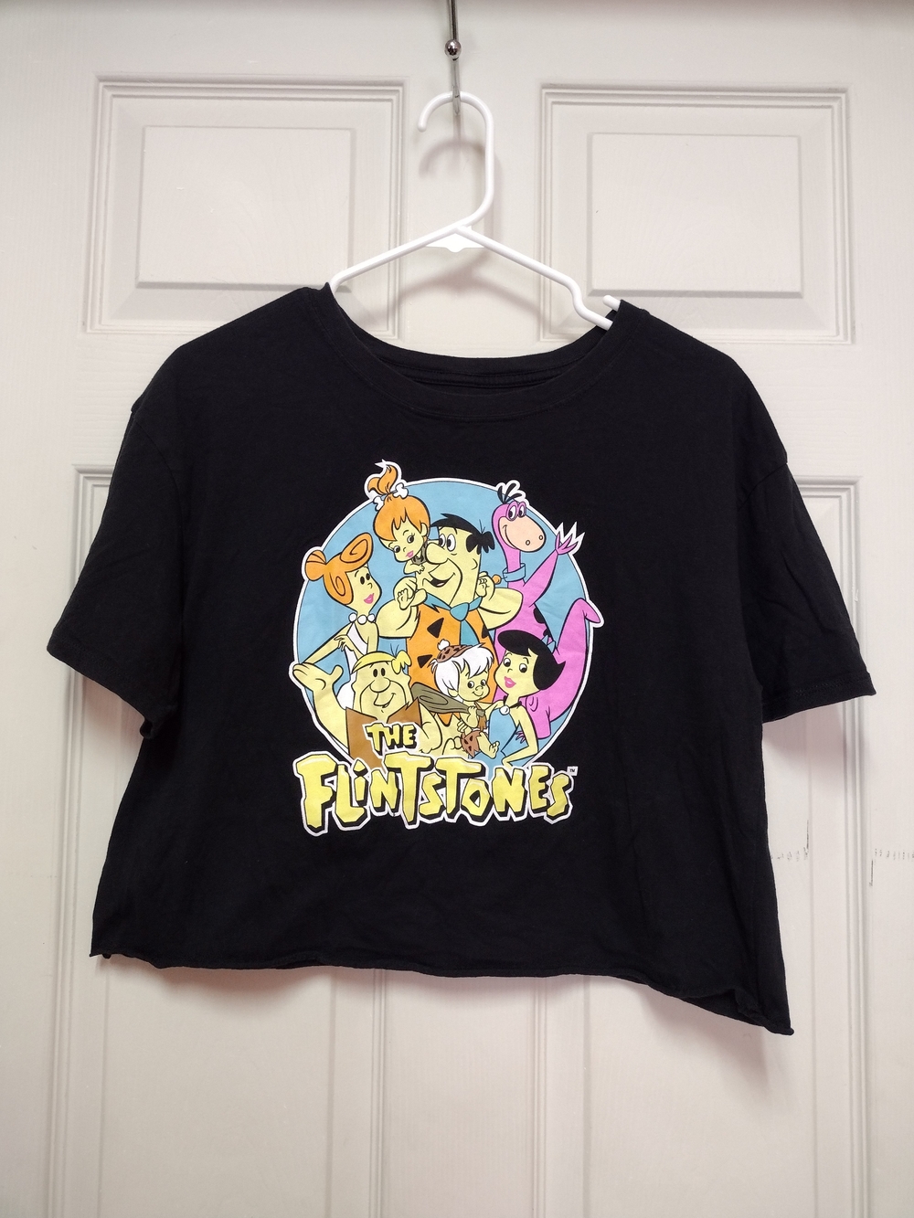 Flintstones Black Graphic Crop Top